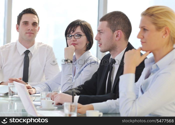 young business people group have meeting at conference room and have discusion about new ideas plans and problems