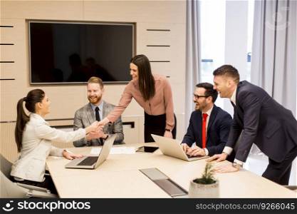 Young business people have meeting in a modern office