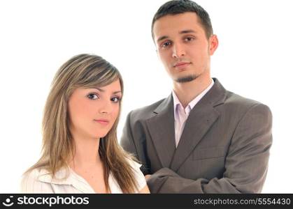 young business people team group two man woman isolated white