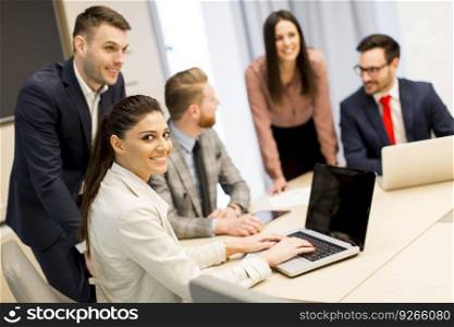 Young business people working in the modern office