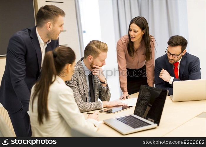 Young business people working in the modern office