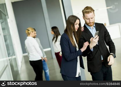 Young business people working in the modern office