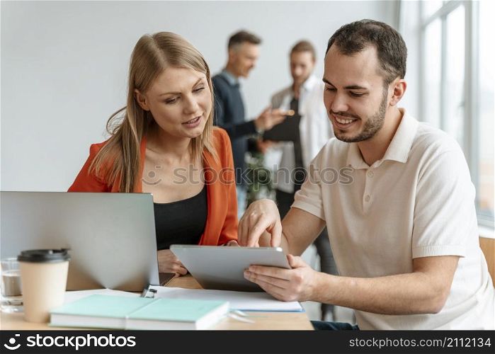 young business people working laptop