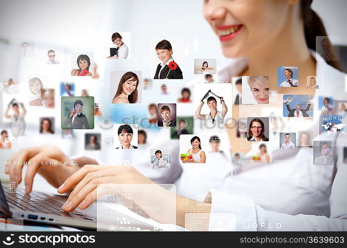 Young business person working with a notebook