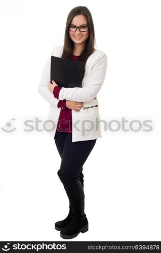 young business woman full lenght isolated on white background