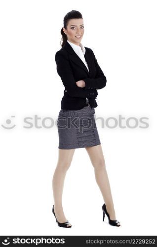 Young business woman in professional costume over white background