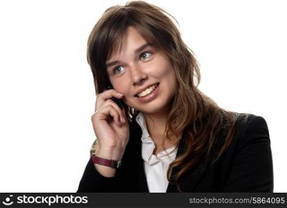 young business woman on the phone isolated on white
