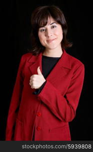 young business woman portrait going thumb up