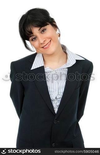 young business woman portrait isolated on white background