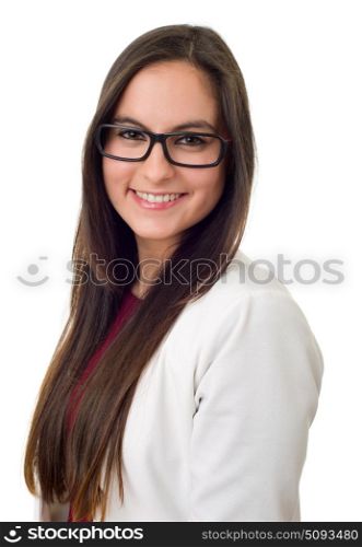 young business woman portrait isolated on white background. business woman