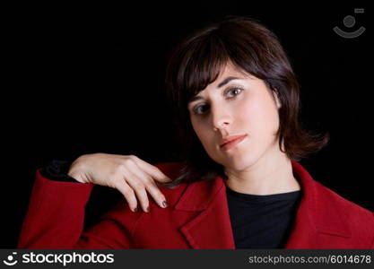 young business woman portrait on black background