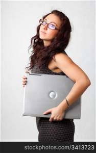 Young business woman with notebook.