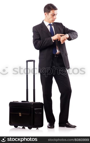 Young businessman during business trip