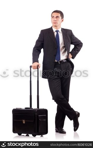 Young businessman during business trip
