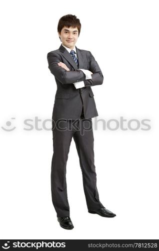 young Businessman full length isolated on white