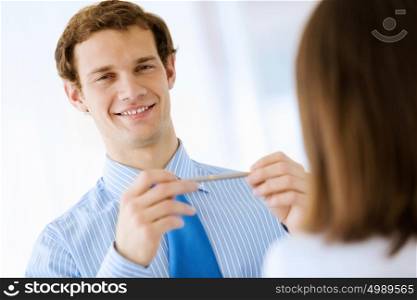 Young businessman. Image of young handsome confident businessman in suit