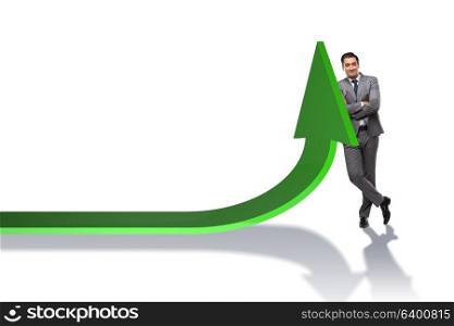 Young businessman in business concept with charts