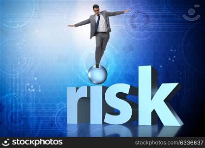 Young businessman in business risk and uncertainty concept. The young businessman in business risk and uncertainty concept