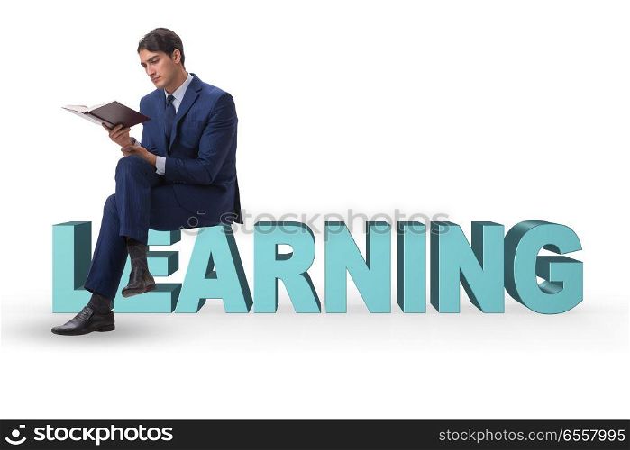 Young businessman in education concept