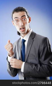 Young businessman in studio shooting