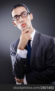 Young businessman in studio shooting