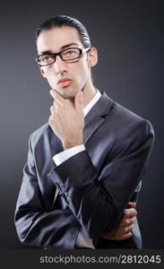 Young businessman in studio shooting