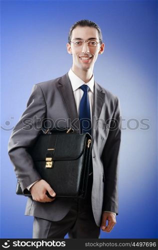 Young businessman in studio shooting