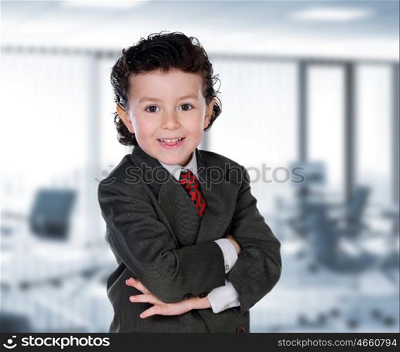 Young businessman in the office with an elegant suit