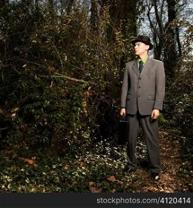Young Businessman in Woods