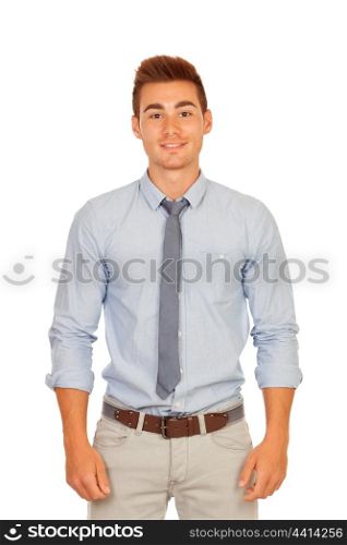 Young businessman isolated on a white background