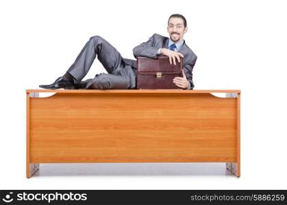 Young businessman isolated on the white