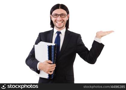 Young businessman isolated on the white background