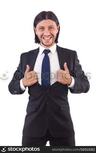 Young businessman isolated on the white background