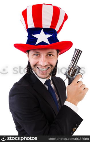 Young businessman isolated on the white background