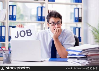 Young businessman looking for job in unemployment concept