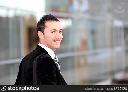 Young businessman on business travel