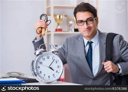 Young businessman rushing to sports gym during break