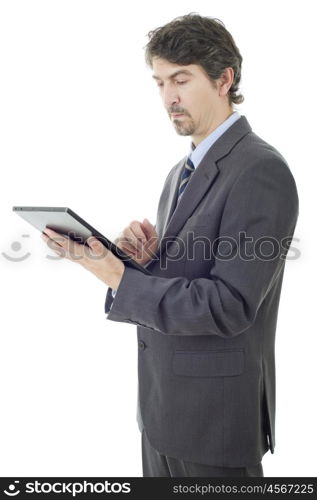 young businessman with a tablet pc, isolated