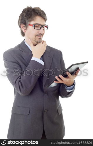 young businessman with a tablet pc, isolated