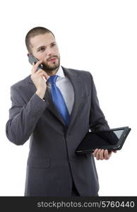 young businessman with a tablet pc, isolated