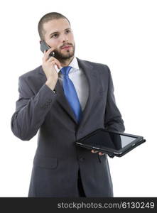 young businessman with a tablet pc, isolated