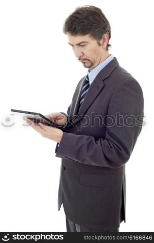 young businessman with a tablet pc, isolated