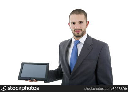 young businessman with a tablet pc, isolated