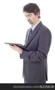 young businessman with a tablet pc, isolated