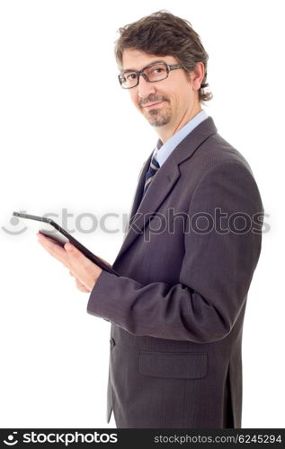 young businessman with a tablet pc, isolated