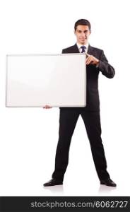 Young businessman with blank board