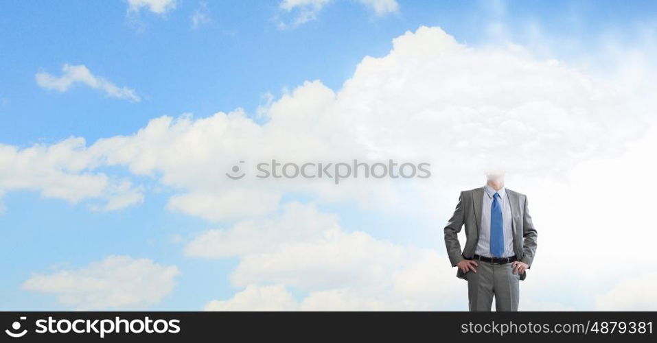 Young businessman with cloud instead of head