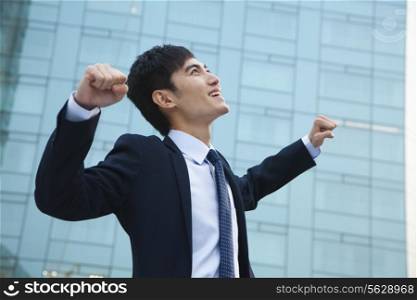 Young Businessman with fists in the air