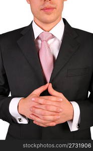 young businessman with folded hands