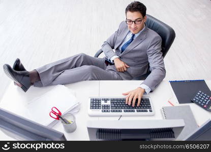 Young businessman working at his desk